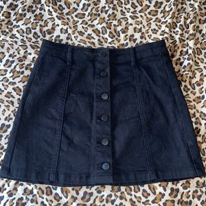 Sexy black button up mini skirt